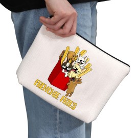 G2TUP French Bdog Dog Lover Gift French Bdog Cosmetic Bag Frenchie Fries Makeup Bag French Bdog Dog Mom Gift Travel Bag with Zipper (Frenchie Fries White Bag) G2TUP French Bdog Dog Lover Gift French Bdog Cosmetic Bag Frenchie Fries Makeup Bag French Bdog Dog Mom Gift Travel Bag with Zipper (Frenchie Fries White Bag)