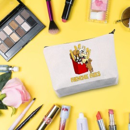G2TUP French Bdog Dog Lover Gift French Bdog Cosmetic Bag Frenchie Fries Makeup Bag French Bdog Dog Mom Gift Travel Bag with Zipper (Frenchie Fries White Bag) G2TUP French Bdog Dog Lover Gift French Bdog Cosmetic Bag Frenchie Fries Makeup Bag French Bdog Dog Mom Gift Travel Bag with Zipper (Frenchie Fries White Bag)