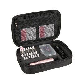 Nail Drill Bag Nail Drill Bits Holder Bag Electric Nail Machine Kit Organizer Bag with Nail Sanding Bands Case Gift for Women (Blck)