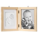 Chuckle - Baby Hand & Foot Clay Print Photo Frame Keepsake Kit - Gift for Mothers Day, New Mum and Parents and Newborn Baby Shower Party and Nursery Room Decoration - Pine