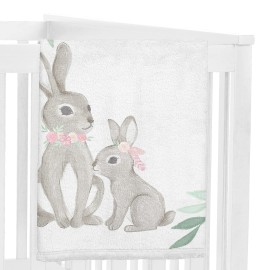 Sweet Jojo Designs Woodland Bunny Girl Milestone Blanket Monthly Newborn First Year Growth Mat Baby Shower Memory Keepsake Gift Picture - Blush Pink Mint Green Grey Boho Floral Watercolor Rose Flower