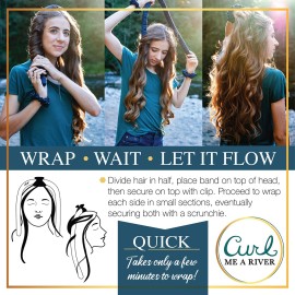 Curl Me A River Silk & Cotton Hair Curler | Heatless Curl Kit | No Heat Curls | Includes Silk Ribbon Headband with Scrunchies and Hair Clip for Perfect Curls (Silver Stone)