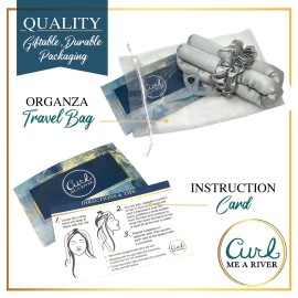 Curl Me A River Silk & Cotton Hair Curler | Heatless Curl Kit | No Heat Curls | Includes Silk Ribbon Headband with Scrunchies and Hair Clip for Perfect Curls (Silver Stone)
