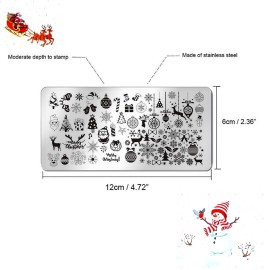 JERCLITY 6pcs Christmas Nail Stamping Plate Snowflake Santa Claus Christmas Tree Elk Image Pattern Nail Art Stamping Kit for Nails