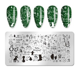 JERCLITY 6pcs Christmas Nail Stamping Plate Snowflake Santa Claus Christmas Tree Elk Image Pattern Nail Art Stamping Kit for Nails