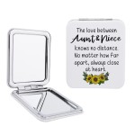 Aunt & Niece Compact Mirorr Square Pu Leather Makeup Mirror - The Love Between Aunt & Niece Knows No Distance - Aunt Gifts from Niece, Aunt & Niece Gifts Idea for Christmas, Birthday