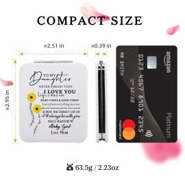 to My Daughter Sunflower Gifts from Mom, Daughter Makeup Mirror, Inspirational Gifts for Daughter Gift Ideas for Christmas, Birthday, Graduation