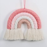 EBINGMIMA Rainbow Wall Hanging, Boho Macrame Wall Decor, Baby Nursery Wall Art (Pink, 7x7x0.78in)