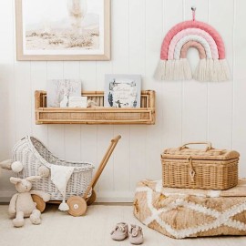 EBINGMIMA Rainbow Wall Hanging, Boho Macrame Wall Decor, Baby Nursery Wall Art (Pink, 7x7x0.78in)