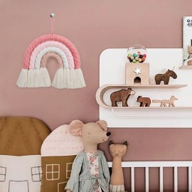 EBINGMIMA Rainbow Wall Hanging, Boho Macrame Wall Decor, Baby Nursery Wall Art (Pink, 7x7x0.78in)