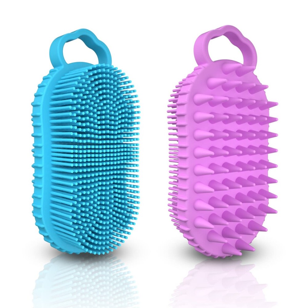 BathWe 2 Pack Silicone Body Scrubber, 2 in 1 Shower and Shampoo Scalp Massager Brush for Dry and Wet, Men Women Bath Exfoliate Accessory BathWe 2 Pack Silicone Body Scrubber, 2 in 1 Shower and Shampoo Scalp Massager Brush for Dry and Wet, Men Women Bath Exfoliate Accessory