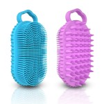 BathWe 2 Pack Silicone Body Scrubber, 2 in 1 Shower and Shampoo Scalp Massager Brush for Dry and Wet, Men Women Bath Exfoliate Accessory