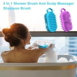 BathWe 2 Pack Silicone Body Scrubber, 2 in 1 Shower and Shampoo Scalp Massager Brush for Dry and Wet, Men Women Bath Exfoliate Accessory BathWe 2 Pack Silicone Body Scrubber, 2 in 1 Shower and Shampoo Scalp Massager Brush for Dry and Wet, Men Women Bath Exfoliate Accessory