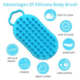 BathWe 2 Pack Silicone Body Scrubber, 2 in 1 Shower and Shampoo Scalp Massager Brush for Dry and Wet, Men Women Bath Exfoliate Accessory BathWe 2 Pack Silicone Body Scrubber, 2 in 1 Shower and Shampoo Scalp Massager Brush for Dry and Wet, Men Women Bath Exfoliate Accessory