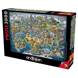 Anatolian Puzzle - Wonderful World Map, 3000 Piece Jigsaw Puzzle, 4923, Multicolor