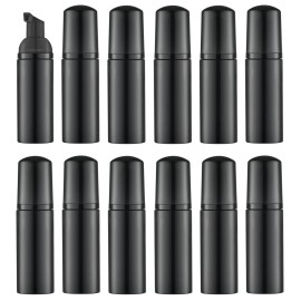 KOIBITO 2 Oz Black Foam Soap Bottle with Black Pump Empty Travel Foaming Dispenser for Hand Soap,Lash Shampoo,Body Wash(12 PCS, Black Cap)