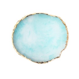 BETURY Resin Nail Art Palette, Nail Art Painting Mixed Color Palette Gold Edge Nail Gel Color Makeup Display Board (3Blue)