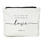 JIUWEIHU Christian Gifts for Women, Religious Gifts for Women-You Do Be Done in Love 1 Corinthians 16:14 - Inspirational Quote Bag, Religious Faith Decor Christian Quote Bible Scripture Makeup Bag