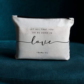 JIUWEIHU Christian Gifts for Women, Religious Gifts for Women-You Do Be Done in Love 1 Corinthians 16:14 - Inspirational Quote Bag, Religious Faith Decor Christian Quote Bible Scripture Makeup Bag