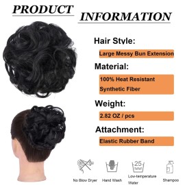 Elaine Big Messy Bun Extension Curly Hair Buns Hair Pieces for Women Synthetic Wavy Large Scrunchies Thick Updo Ponytail (Natural Black -113A) Elaine Big Messy Bun Extension Curly Hair Buns Hair Pieces for Women Synthetic Wavy Large Scrunchies Thick Updo Ponytail (Natural Black -113A)