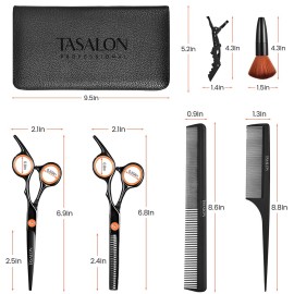 TASALON Hair Cutting Scissors Kit- All-in-1 Set of Hair Cutting Scissors - Professional Hair Shears, Thinning Scissor, Hair Comb, Neck Duster in Leather Bag -Haircut Scissor Kit