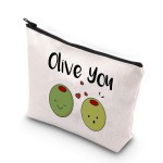 VAMSII Olive You Makeup Bag Funny Olive Gift I Love You Gifts Olive Lovers Gifts Anniversary Romantic Gifts Olive Pun Gifts (Olive You)