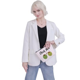 VAMSII Olive You Makeup Bag Funny Olive Gift I Love You Gifts Olive Lovers Gifts Anniversary Romantic Gifts Olive Pun Gifts (Olive You)