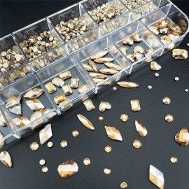 660Pcs Champagne Gold Crystal Rhinestones Nail Art Flat Back Round Multi Sized Shapes Stones Gem Rhinestone Beads for Nail Art DIY Jewelry Crafts Accessories 660Pcs Champagne Gold Crystal Rhinestones Nail Art Flat Back Round Multi Sized Shapes Stones Gem Rhinestone Beads for Nail Art DIY Jewelry Crafts Accessories