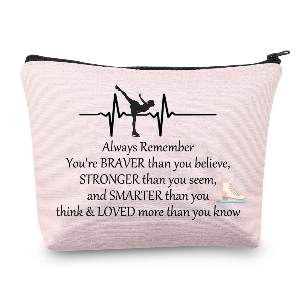 CMNIM Ice Skating Gifts Cosmetic Bag Figure Skating Gifts Makeup Bag Skate Lover Gift for Women Ice Skater Gifts (Ice Skating Pouch Makeup Bag Pink)