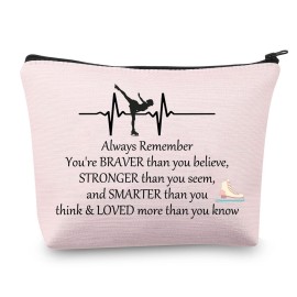 CMNIM Ice Skating Gifts Cosmetic Bag Figure Skating Gifts Makeup Bag Skate Lover Gift for Women Ice Skater Gifts (Ice Skating Pouch Makeup Bag Pink)