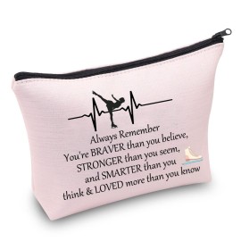 CMNIM Ice Skating Gifts Cosmetic Bag Figure Skating Gifts Makeup Bag Skate Lover Gift for Women Ice Skater Gifts (Ice Skating Pouch Makeup Bag Pink)