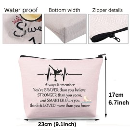 CMNIM Ice Skating Gifts Cosmetic Bag Figure Skating Gifts Makeup Bag Skate Lover Gift for Women Ice Skater Gifts (Ice Skating Pouch Makeup Bag Pink)