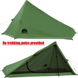 1 Person Trekking Pole Tent for Backpacking - Ultralight Backpacking Tent, Waterproof Hiking Tent for Camping, Lightweight Camping Tent for Scouts, Trekker(NO Trekking Poles)