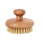 Cleaning Scrubber Body Brush Round Handle Wood Dry Brush Body Exfoliating Brush Back Skin Scrubber Bath Shower Brush for Home Men Bath Shower Body Wash Scrubber