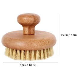 Cleaning Scrubber Body Brush Round Handle Wood Dry Brush Body Exfoliating Brush Back Skin Scrubber Bath Shower Brush for Home Men Bath Shower Body Wash Scrubber