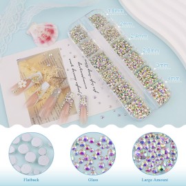 3600pcs Glass Rhinestones 1.8/2/2.4/2.8/3/4mm Flatback Crystal for Nail, AB Color Multi Sizes Nail Gems for Nail Art Decoration Manicure with Tweezer and Pickup Pencil 3600pcs Glass Rhinestones 1.8/2/2.4/2.8/3/4mm Flatback Crystal for Nail, AB Color Multi Sizes Nail Gems for Nail Art Decoration Manicure with Tweezer and Pickup Pencil