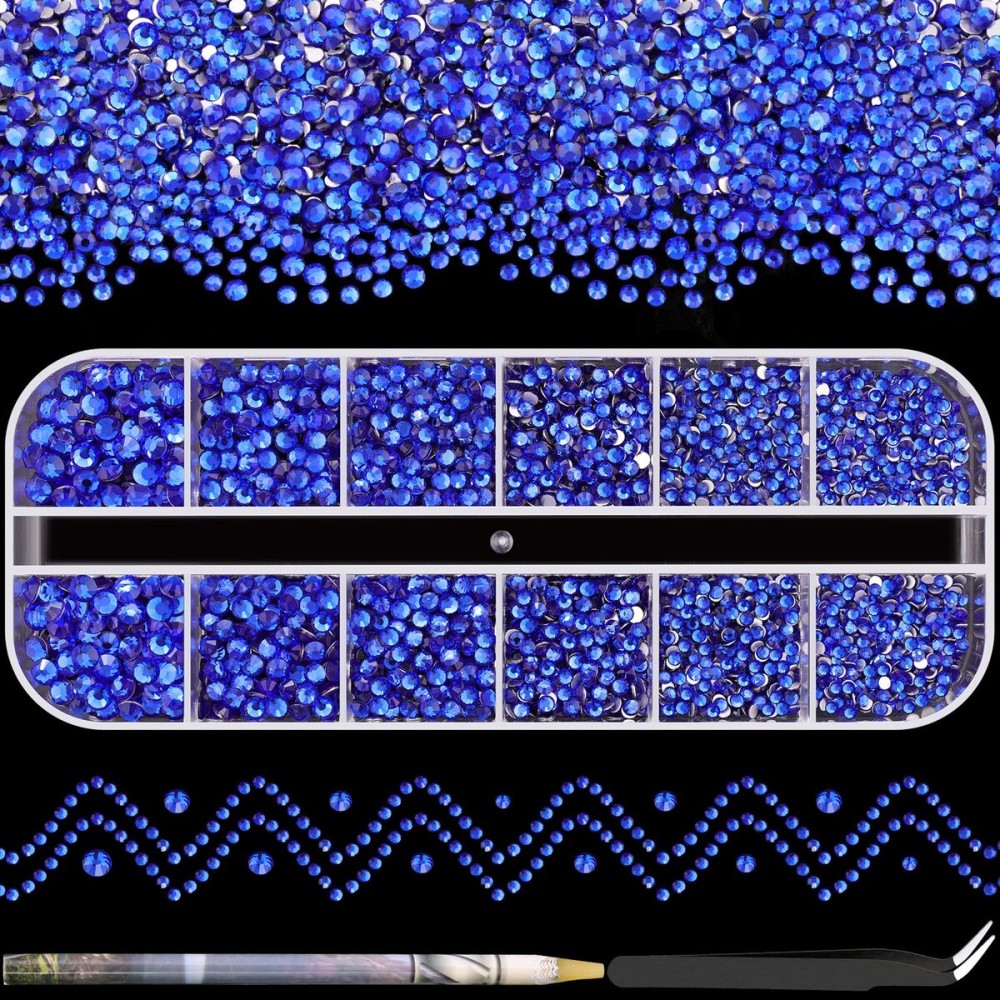 3600pcs Glass Rhinestones 1.8/2/2.4/2.8/3/4mm Flatback Crystal for Nail, Royal Blue Multi Sizes Nail Gems for Nail Art Decoration Manicure with Tweezer and Pickup Pencil 3600pcs Glass Rhinestones 1.8/2/2.4/2.8/3/4mm Flatback Crystal for Nail, Royal Blue Multi Sizes Nail Gems for Nail Art Decoration Manicure with Tweezer and Pickup Pencil