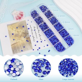 3600pcs Glass Rhinestones 1.8/2/2.4/2.8/3/4mm Flatback Crystal for Nail, Royal Blue Multi Sizes Nail Gems for Nail Art Decoration Manicure with Tweezer and Pickup Pencil 3600pcs Glass Rhinestones 1.8/2/2.4/2.8/3/4mm Flatback Crystal for Nail, Royal Blue Multi Sizes Nail Gems for Nail Art Decoration Manicure with Tweezer and Pickup Pencil