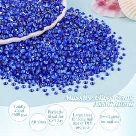 3600pcs Glass Rhinestones 1.8/2/2.4/2.8/3/4mm Flatback Crystal for Nail, Royal Blue Multi Sizes Nail Gems for Nail Art Decoration Manicure with Tweezer and Pickup Pencil 3600pcs Glass Rhinestones 1.8/2/2.4/2.8/3/4mm Flatback Crystal for Nail, Royal Blue Multi Sizes Nail Gems for Nail Art Decoration Manicure with Tweezer and Pickup Pencil