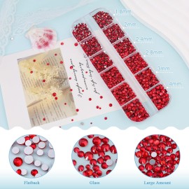 3600pcs Glass Rhinestones 1.8/2/2.4/2.8/3/4mm Flatback Crystal for Nail, Red Multi Sizes Nail Gems for Nail Art Decoration Manicure with Tweezer and Pickup Pencil 3600pcs Glass Rhinestones 1.8/2/2.4/2.8/3/4mm Flatback Crystal for Nail, Red Multi Sizes Nail Gems for Nail Art Decoration Manicure with Tweezer and Pickup Pencil