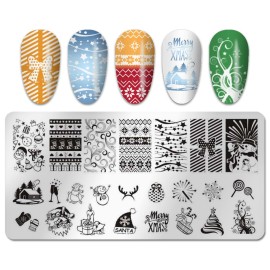 SILPECWEE 6pcs Christmas Nail Stamping Plate Nail Stamp Snowflake Elk Winter Nail Stencils Nail Art Stamping Kit Holiday Manicure Template SILPECWEE 6pcs Christmas Nail Stamping Plate Nail Stamp Snowflake Elk Winter Nail Stencils Nail Art Stamping Kit Holiday Manicure Template