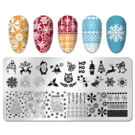 SILPECWEE 6pcs Christmas Nail Stamping Plate Nail Stamp Snowflake Elk Winter Nail Stencils Nail Art Stamping Kit Holiday Manicure Template SILPECWEE 6pcs Christmas Nail Stamping Plate Nail Stamp Snowflake Elk Winter Nail Stencils Nail Art Stamping Kit Holiday Manicure Template