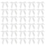 AIMUDI White Bows Bulk 2.5 Christmas Bows Premade Small Bows Pre Tied Mini White Stick On Bows for Wedding Favor Twist Tie Bows for Baby Shower Decorations Bows for Gift Wrapping - 50 Counts