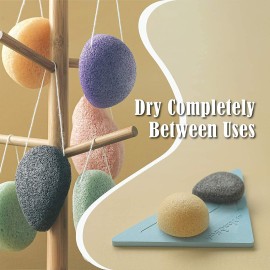 myHomeBody Natural Konjac Facial Sponges - for Gentle Face Cleansing and Exfoliation - with Lavender Purple and Activated Charcoal, Set of 4