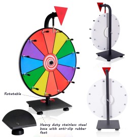 Hooomyai 12 Inch Heavy Duty Spinning Wheel with Iron Base & Iron Teeth Tabletop Prize Wheel for Trade Show