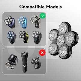 Head Shaver Replacement Heads, Kibiy 6 Blades Replacement Head, Bald Shaver Replacement Head, Replacement Shaver Head, Shaver Heads Replacement (Black) Head Shaver Replacement Heads, Kibiy 6 Blades Replacement Head, Bald Shaver Replacement Head, Replacement Shaver Head, Shaver Heads Replacement (Black)