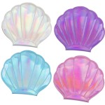 Framendino, 4 Pack Portable Glitter Shell Shape Mirror Foldable Travel Makeup Cute Double-Sided Magnification Small Compact Seashell Mini Handhold for Women