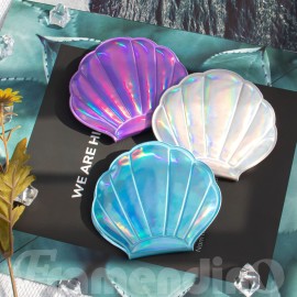 Framendino, 4 Pack Portable Glitter Shell Shape Mirror Foldable Travel Makeup Cute Double-Sided Magnification Small Compact Seashell Mini Handhold for Women