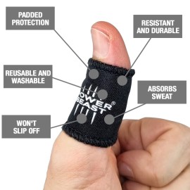 POWER BEAST Thumb Sleeves Protector, No More Tape, Hook Grip, Nubs for Protect Fingers, Prevent Calluses, Blisters, and Tears, Crossfit, Olympic Weightlifting, Powerlifting | Pair + Bag. (S)