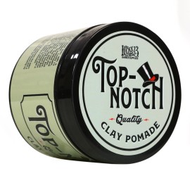 Lucky 13 Barber Supplies Top-Notch Clay Hair Pomade | Water-Based | High Hold | Matte Finish | Iced Noir Scent, 4oz